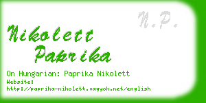 nikolett paprika business card